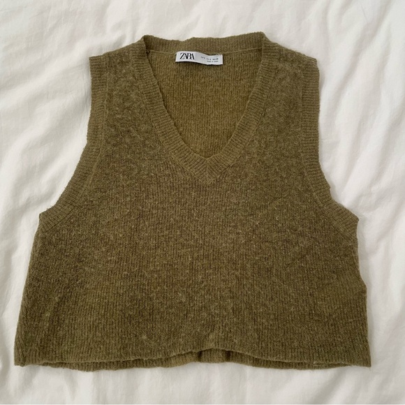 Zara Jackets & Blazers - Zara Olive Green Knit Vest